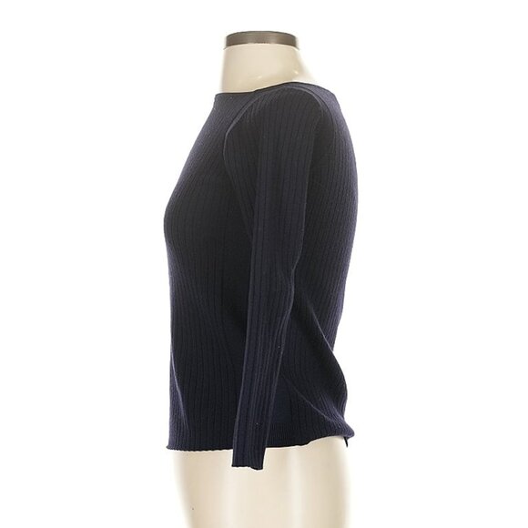 Everlane Luxe Wool Ribbed Boatneck, Navy (XS) - Picture 3 of 8
